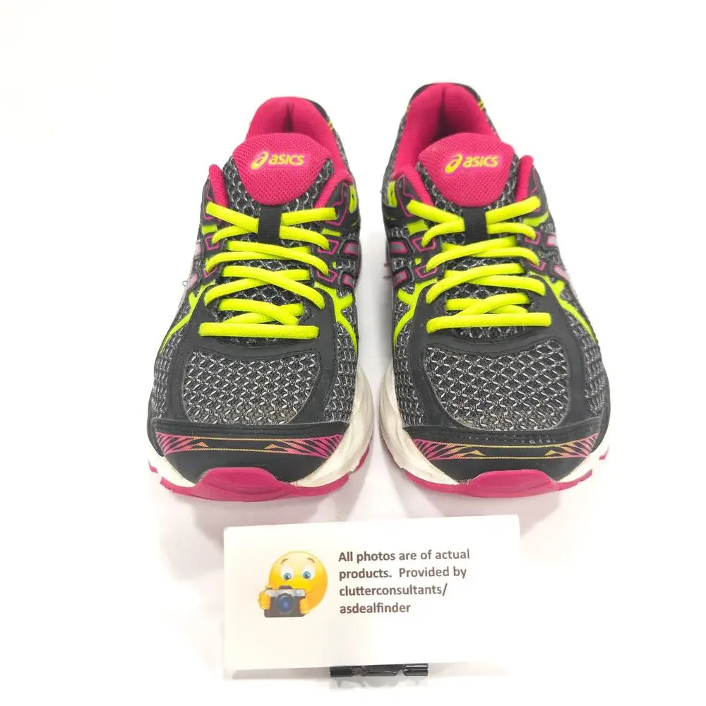 Asics Gel-Flux 3 Athletic Lace Up Shoe Womens Size 7 T664N Black Yellow Pink